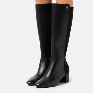 Lauren - Ralph Lauren Winslet tall boot black burnished leather size 7.5 **NIB**